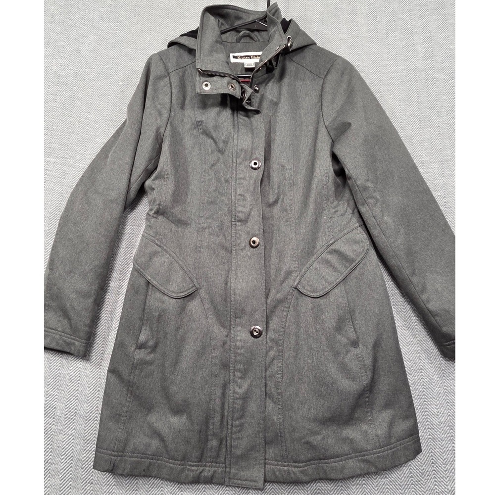 Kristen Blake Womens Gray‎ Hooded Quilted Lined Anorak Jacket Coat Size S 738074